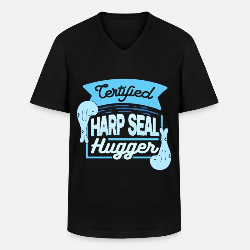 Sattelrobbe Robben Certified Harp Seal Hugger - Männer-T-Shirt mit V-Ausschnitt - Schwarz
