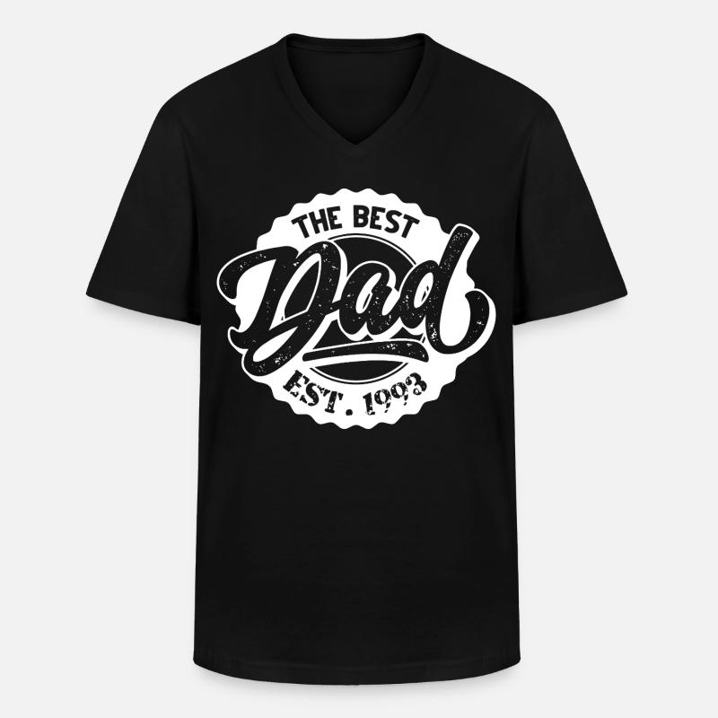 The Best Dad EST 1993 - Männer-T-Shirt mit V-Ausschnitt - Schwarz