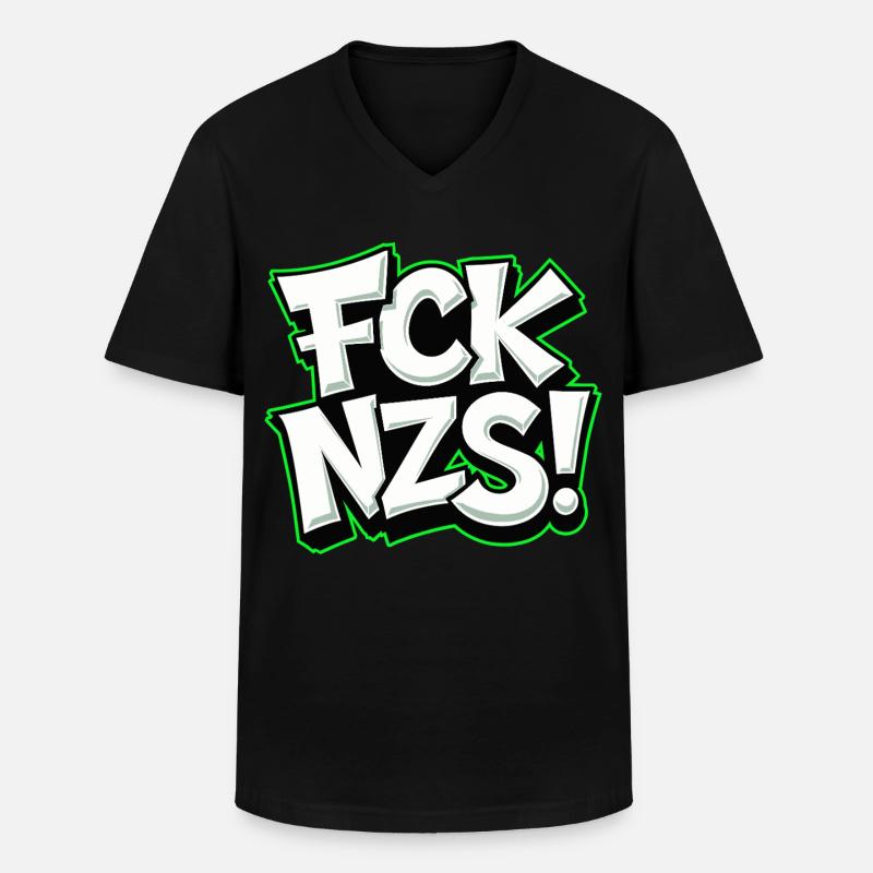 FCK NZS Statement gegen Rassismus - Männer-T-Shirt mit V-Ausschnitt - Schwarz