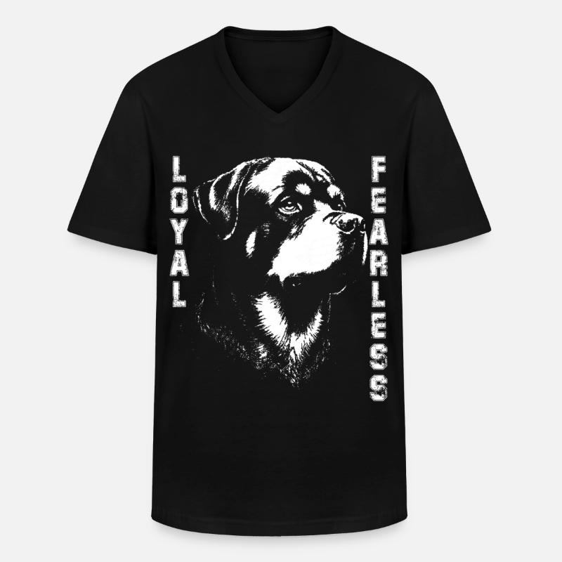 Treuer Rottweilerhund - Männer-T-Shirt mit V-Ausschnitt - Schwarz