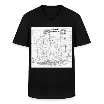 Human or robot - Men's V-Neck T-Shirt - black - Front - AI Model Male 178 dark (178cm)