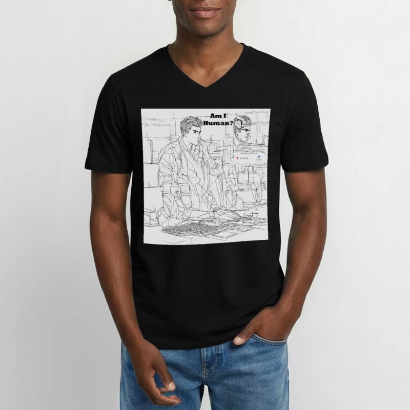 Mensch oder Roboter Männer-T-Shirt mit V-Ausschnitt
