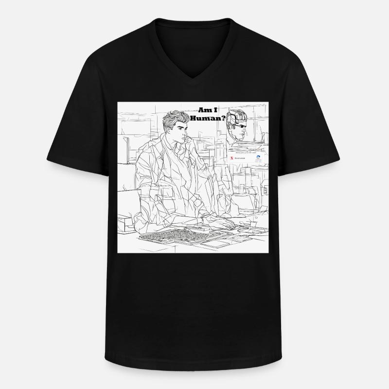 Mensch oder Roboter - Männer-T-Shirt mit V-Ausschnitt - Schwarz