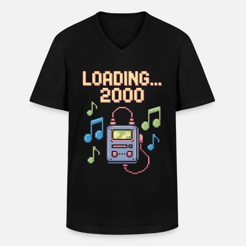 Retro Pixel Design – Loading 2000 - Men's V-Neck T-Shirt - black