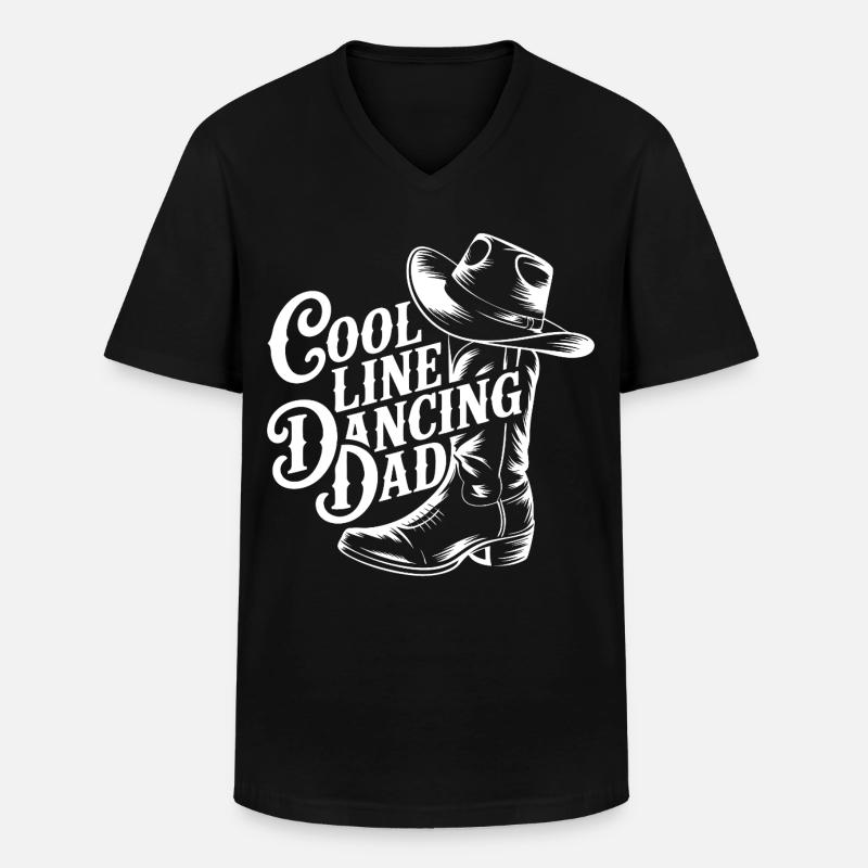 LineDance Dad Cowboy Stil - Männer-T-Shirt mit V-Ausschnitt - Schwarz