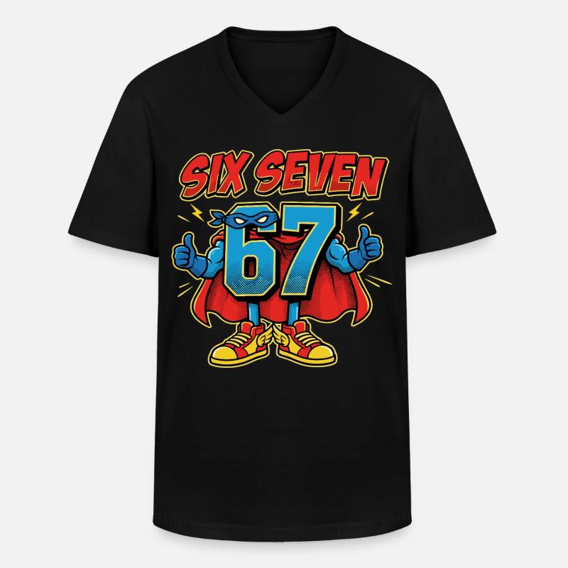 6-7 Meme 67 – Sechs Sieben Schulwitz - Männer-T-Shirt mit V-Ausschnitt - Schwarz