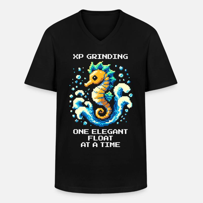 XP-Grind: float elegantly | Seahorse - Men's V-Neck T-Shirt - black