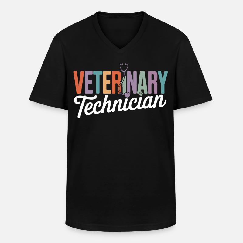 Tiermedizinischer Techniker Regenbogen-Logo - Männer-T-Shirt mit V-Ausschnitt - Schwarz