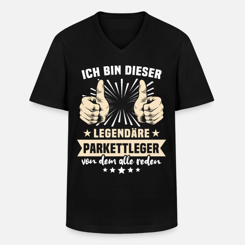 Parkettleger Sprüche - Männer-T-Shirt mit V-Ausschnitt - Schwarz