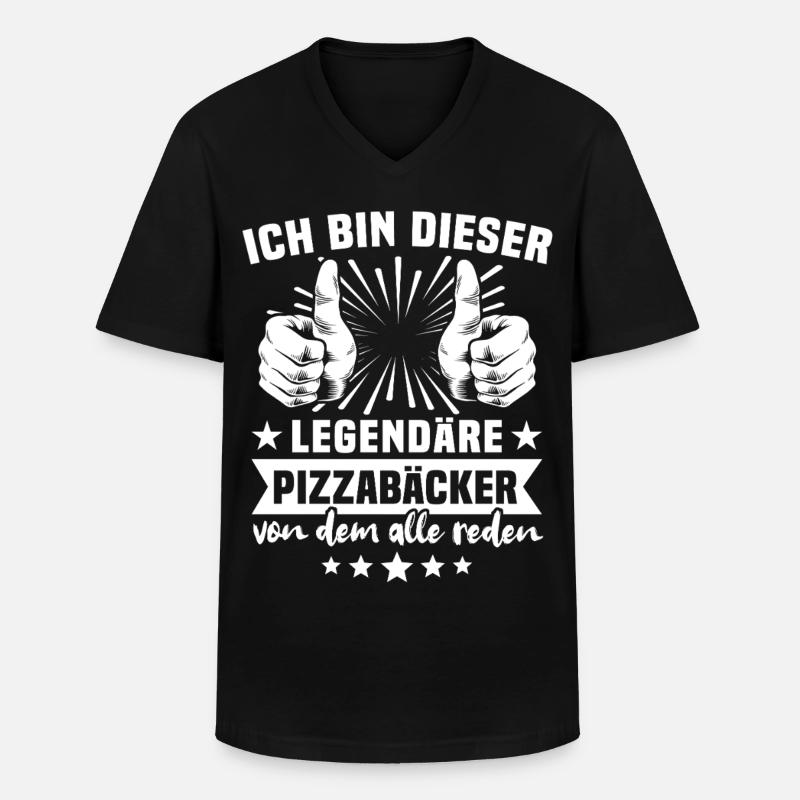 Pizzabäcker Legende - Männer-T-Shirt mit V-Ausschnitt - Schwarz