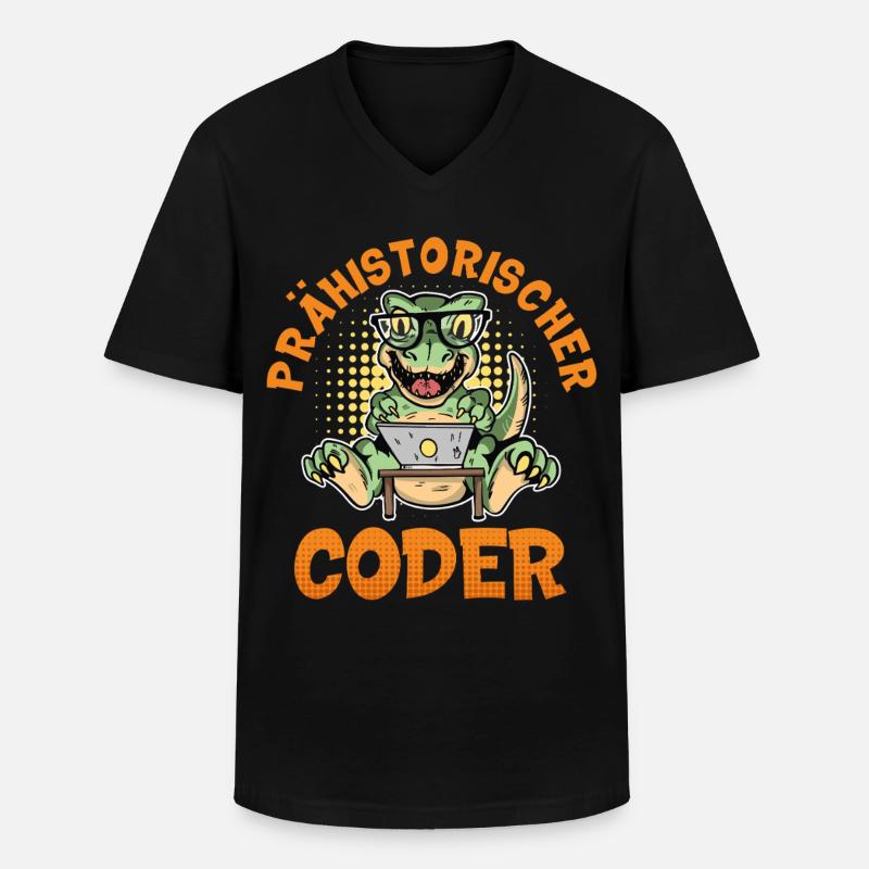 Programmation PRÉHISTORIQUE : Divertissement du CODER - T-shirt col V Homme - noir