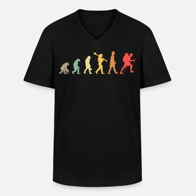 Evolution Hiking Wander - Männer-T-Shirt mit V-Ausschnitt - Schwarz