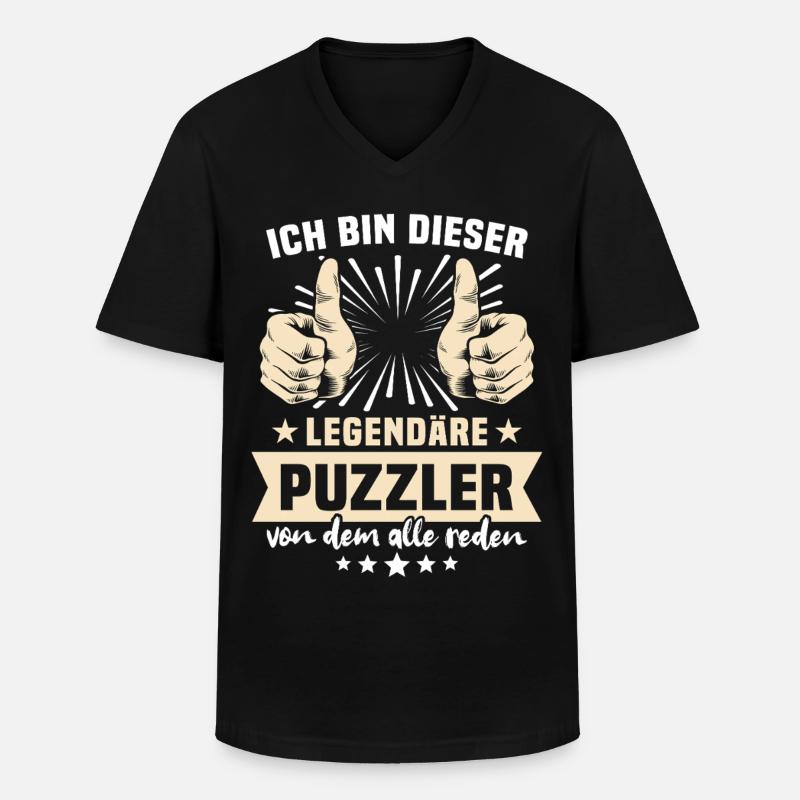 Puzzler Sprüche - Männer-T-Shirt mit V-Ausschnitt - Schwarz