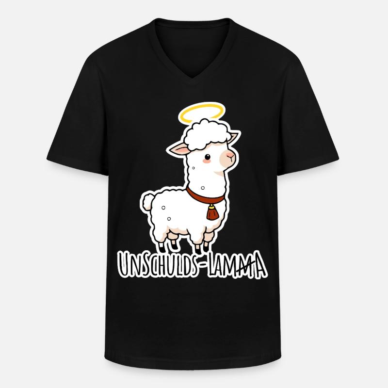 Unschulds-Lamm äh Lama Flachwitz - Männer-T-Shirt mit V-Ausschnitt - Schwarz