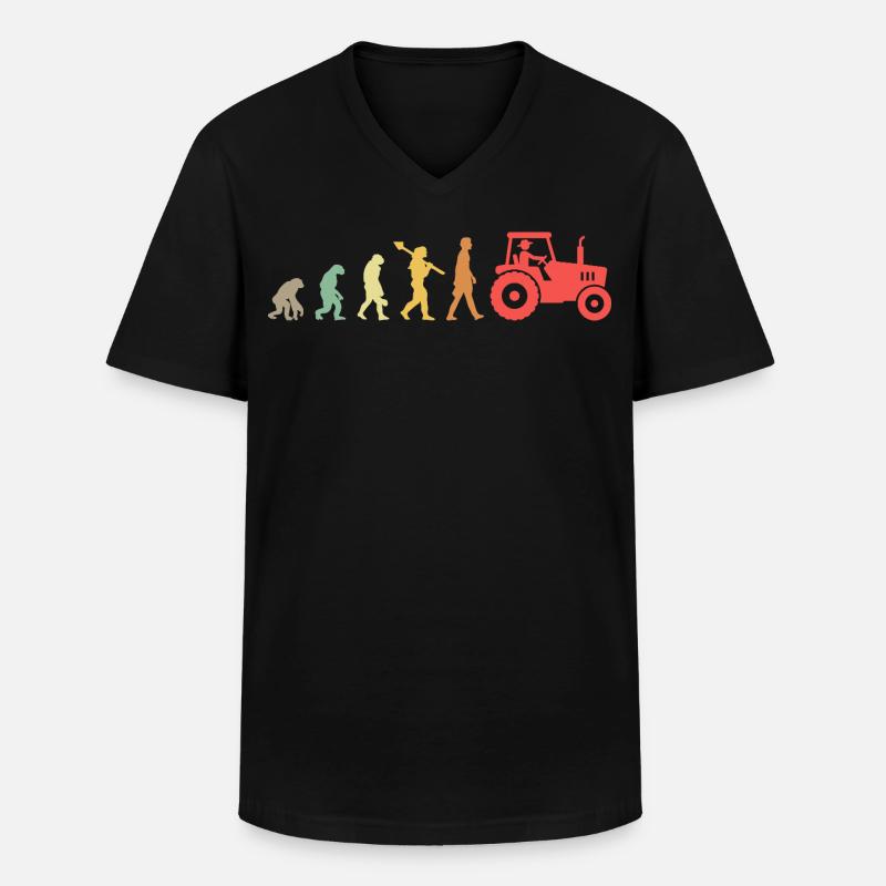 Evolution Tractor _ Farmer - Männer-T-Shirt mit V-Ausschnitt - Schwarz
