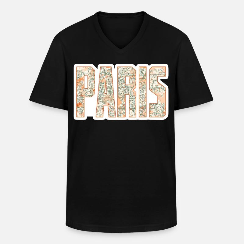 Paris Stadtplan - Männer-T-Shirt mit V-Ausschnitt - Schwarz
