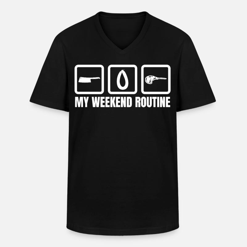 Metzger Wochenendroutine - Männer-T-Shirt mit V-Ausschnitt - Schwarz