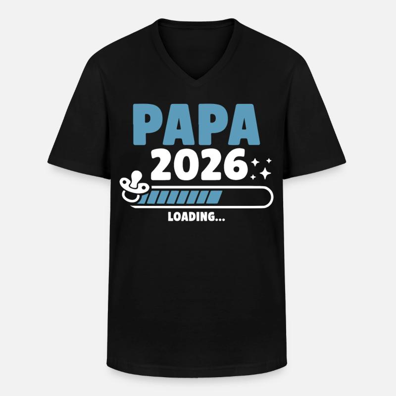 Papa 2026 Loading... - Männer-T-Shirt mit V-Ausschnitt - Schwarz