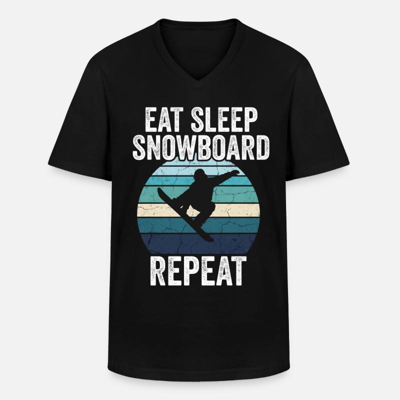 Eat Sleep Snowboard Repeat - Männer-T-Shirt mit V-Ausschnitt - Schwarz