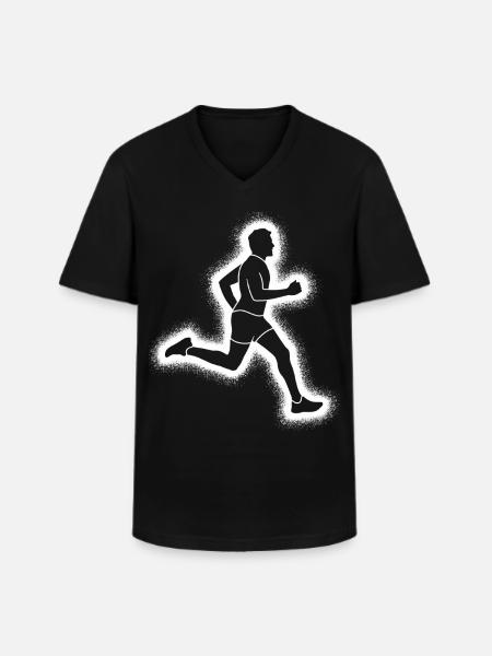 Running Jogging Men's Boys Runner - Men's V-Neck T-Shirt - black
