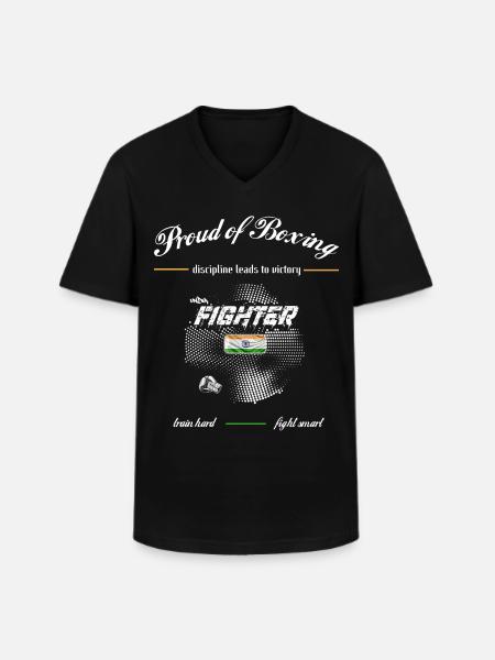 Proud of Boxing FIGHTER India - Men's V-Neck T-Shirt - black