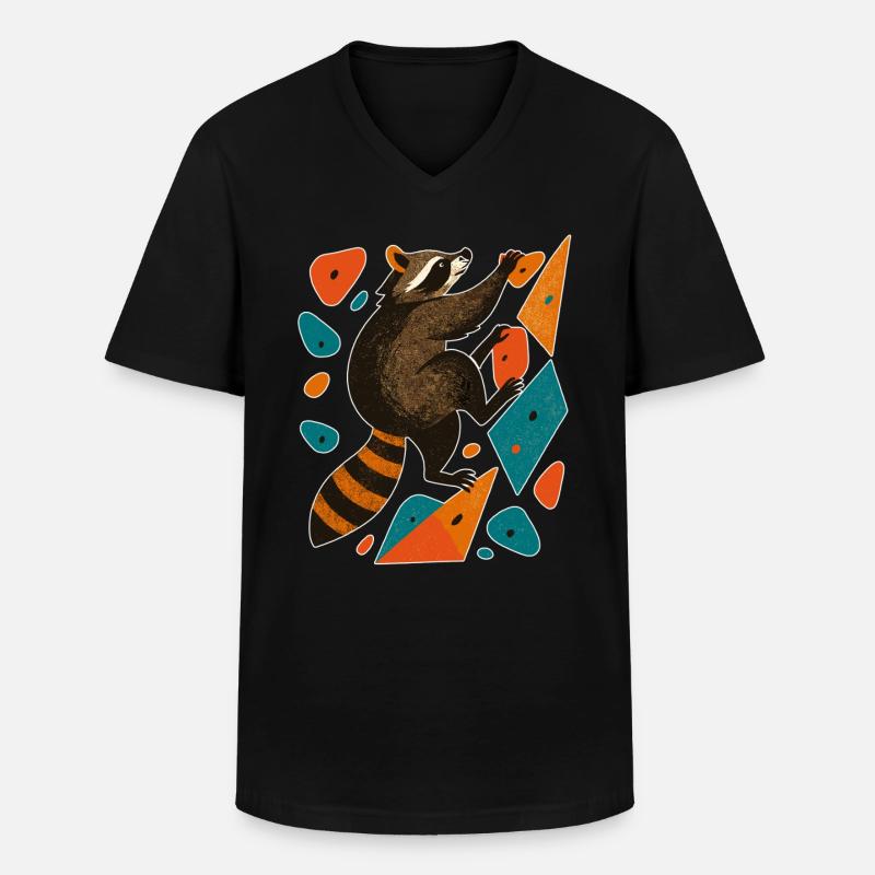 Bouldern Waschbär Klettern Motivation Geschenk - Männer-T-Shirt mit V-Ausschnitt - Schwarz