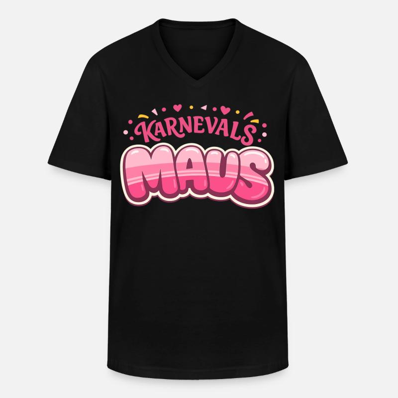 Karnevalsmaus Köln – Kölner Karneval - Männer-T-Shirt mit V-Ausschnitt - Schwarz