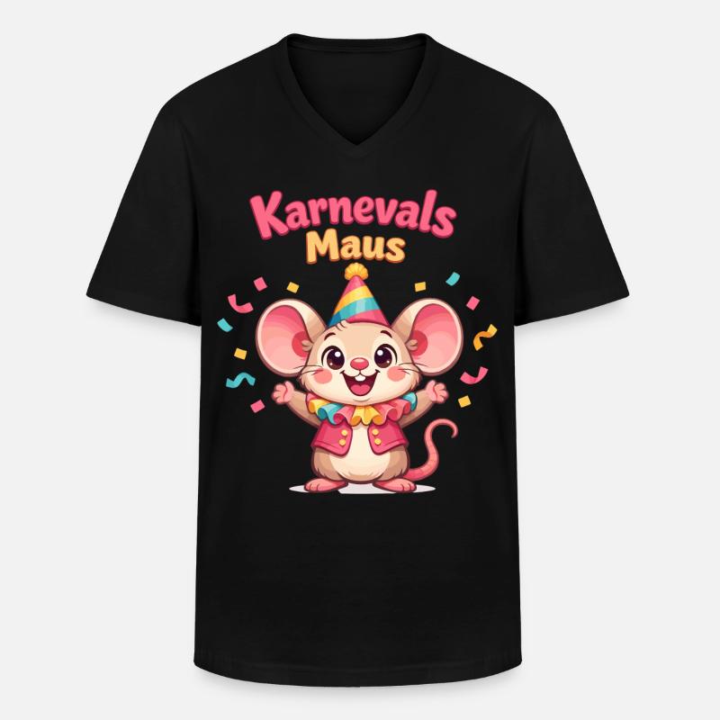 Karnevalsmaus Kölsche Mädsche – Kölle Alaaf - Männer-T-Shirt mit V-Ausschnitt - Schwarz