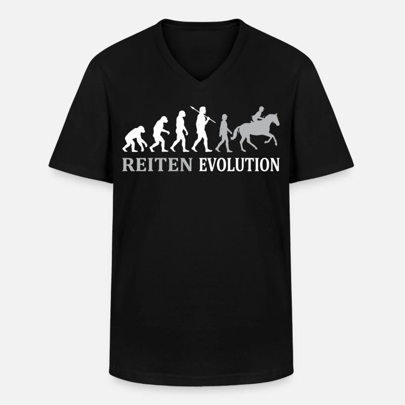 Reiten Evolution – Vom Affen zum Reiter - Männer-T-Shirt mit V-Ausschnitt - Schwarz