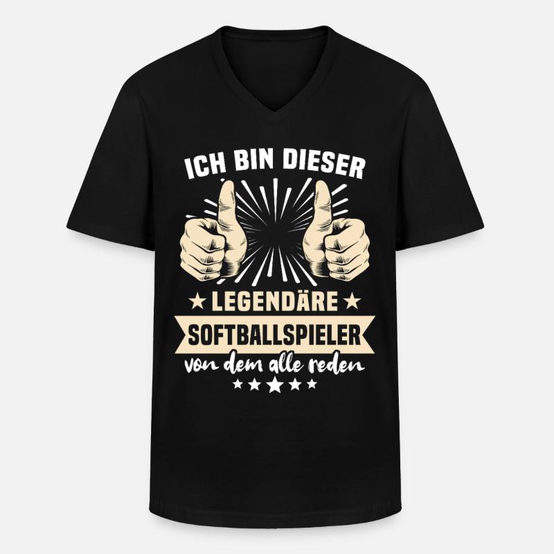 Softballspieler Sprüche - Männer-T-Shirt mit V-Ausschnitt - Schwarz