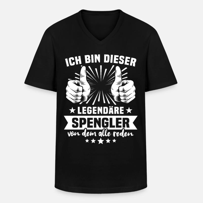 Spengler Legende - Männer-T-Shirt mit V-Ausschnitt - Schwarz