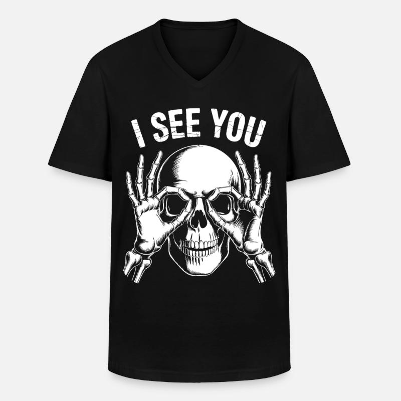 I See You Skelett Blick - Männer-T-Shirt mit V-Ausschnitt - Schwarz