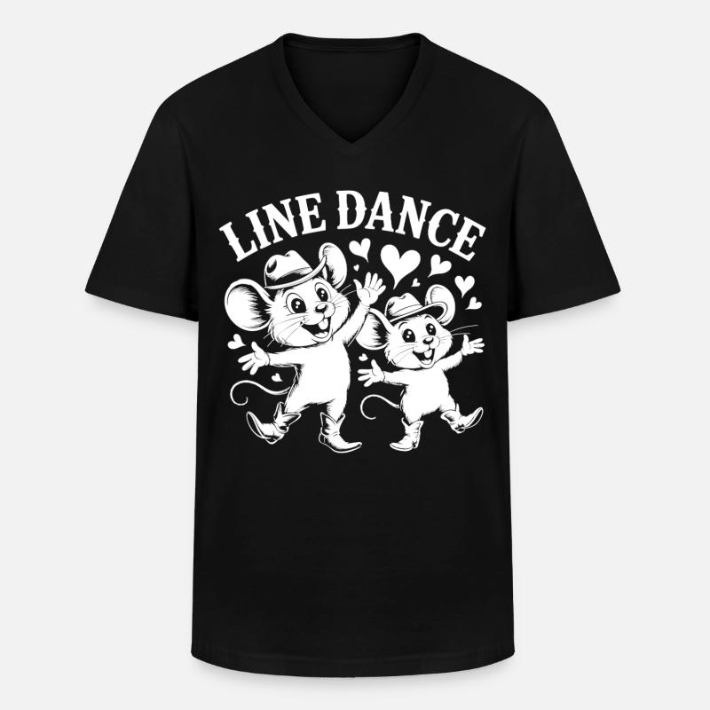 Line Dance Mäuse - Männer-T-Shirt mit V-Ausschnitt - Schwarz
