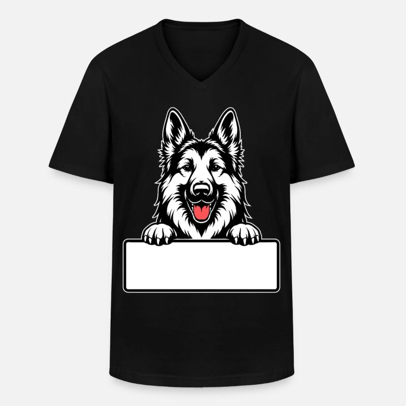  Deutscher Schäferhund mit Namensschild - Männer-T-Shirt mit V-Ausschnitt - Schwarz