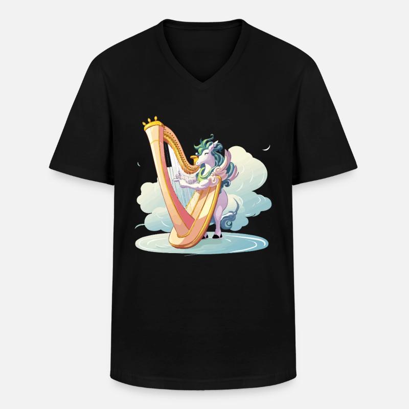 Harfentier auf Wolken - Männer-T-Shirt mit V-Ausschnitt - Schwarz