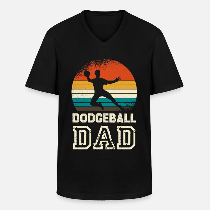 Dodgeballdad im Retro Sunset - Männer-T-Shirt mit V-Ausschnitt - Schwarz