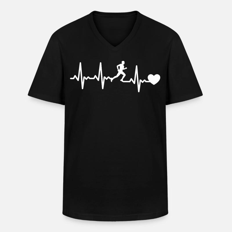 Laufendes Herz Rhythmusdesign - Männer-T-Shirt mit V-Ausschnitt - Schwarz