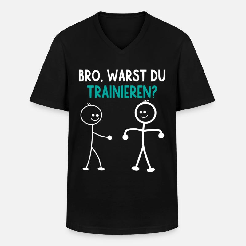 Strichmännchen WARST DU TRAINIEREN LUSTIG - Männer-T-Shirt mit V-Ausschnitt - Schwarz