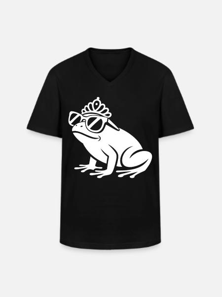 Frosch mit Krone und Sonnenbrille - Männer-T-Shirt mit V-Ausschnitt - Schwarz