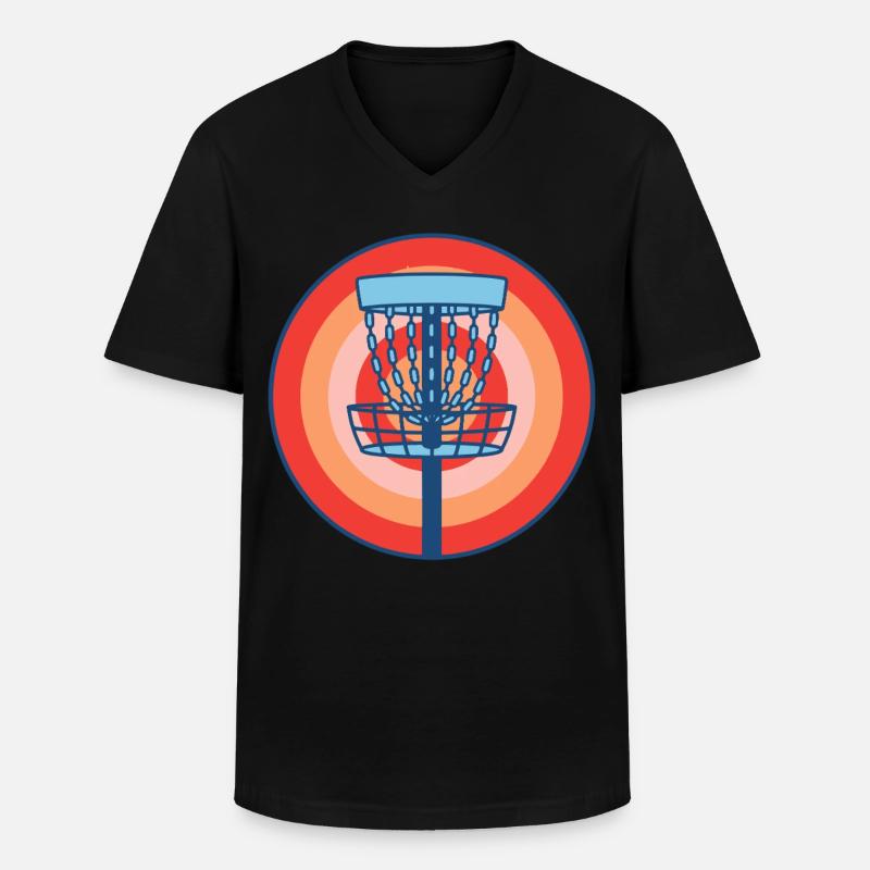 Disc Golf Basket Retro fliegende Discgolf-Szene - Männer-T-Shirt mit V-Ausschnitt - Schwarz