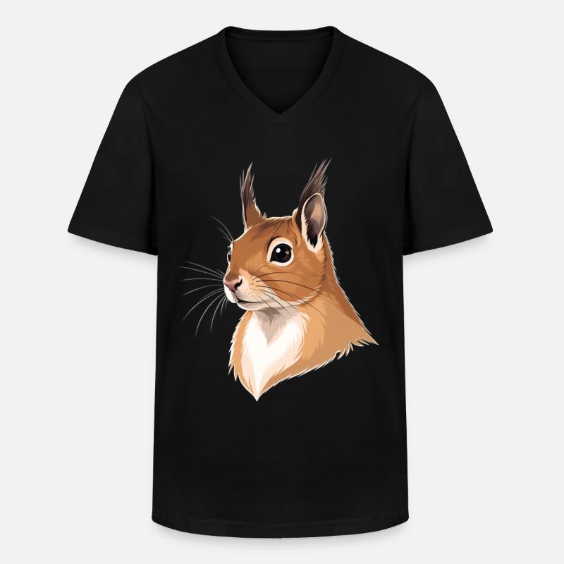 Illustrierter Eichhörnchenkopf - Männer-T-Shirt mit V-Ausschnitt - Schwarz