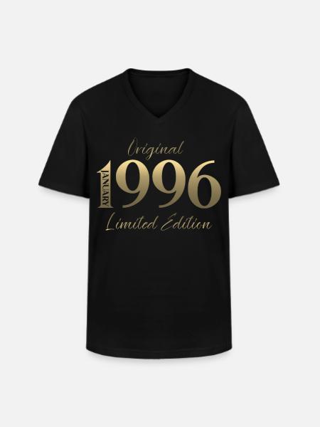 30th Birthday Original January 1996 - Men's V-Neck T-Shirt - black