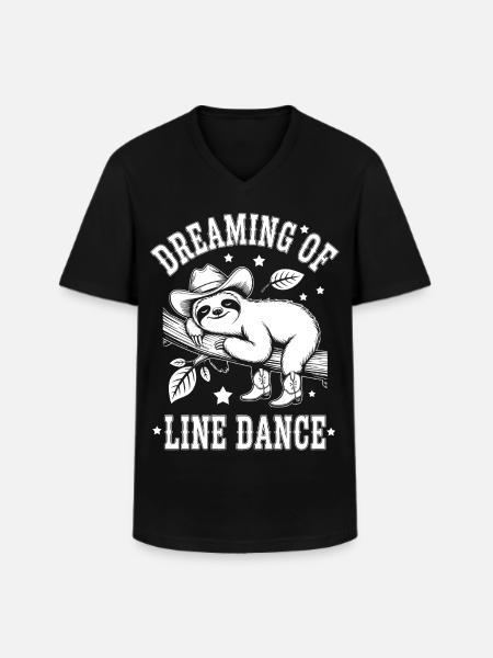 Sloth Dreaming of Line Dance - Men's V-Neck T-Shirt - black