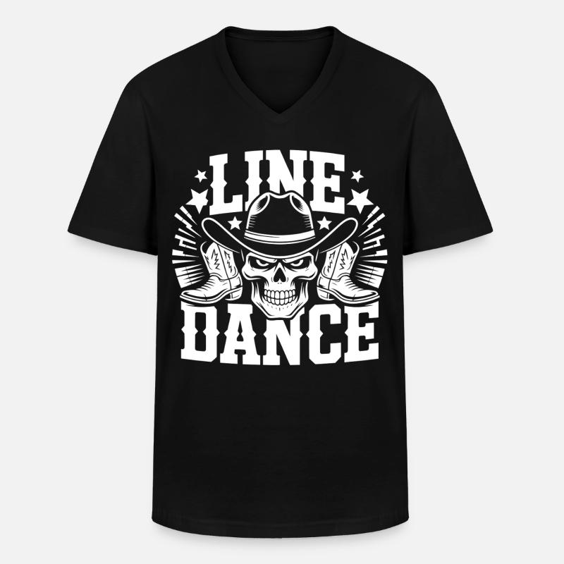 Line Dance Skull Western - Männer-T-Shirt mit V-Ausschnitt - Schwarz