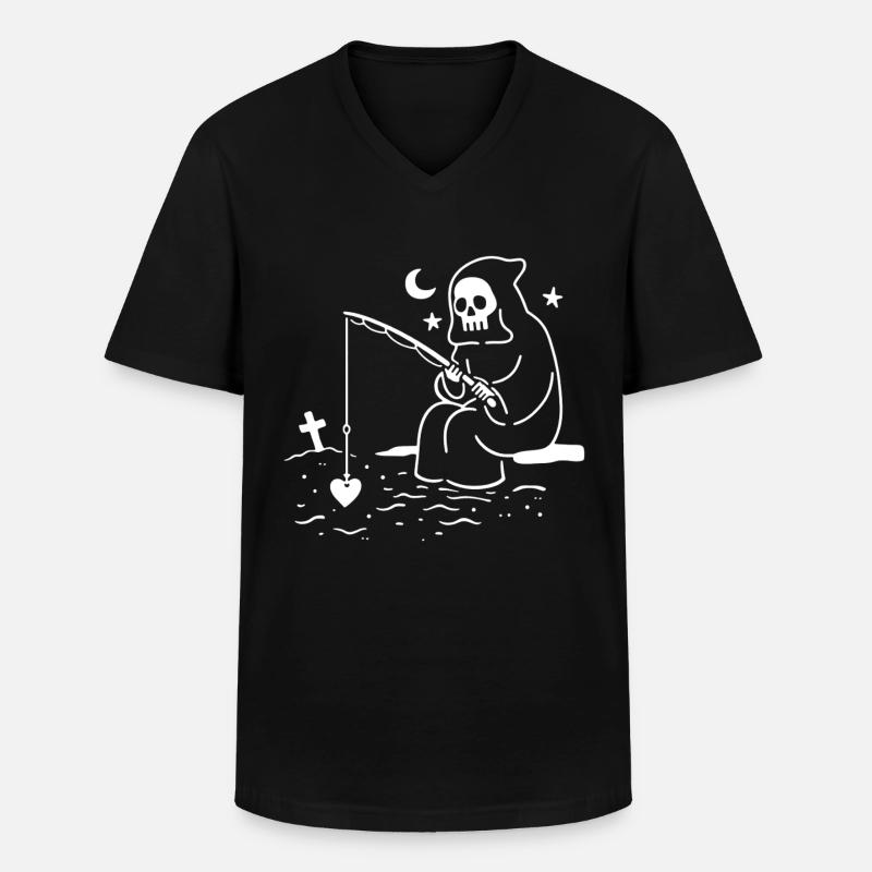 Herzfang des Sensenmanns - Männer-T-Shirt mit V-Ausschnitt - Schwarz