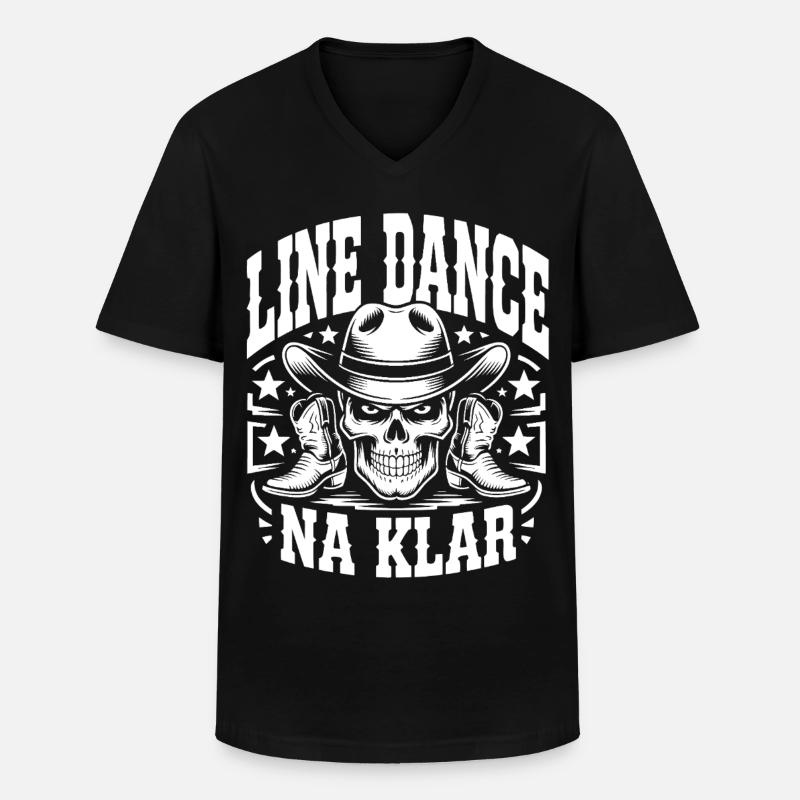 Line Dance Skull Cowboy - Männer-T-Shirt mit V-Ausschnitt - Schwarz