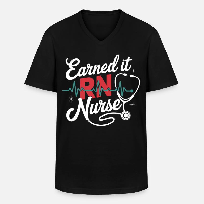 Earned it RNurse - Männer-T-Shirt mit V-Ausschnitt - Schwarz