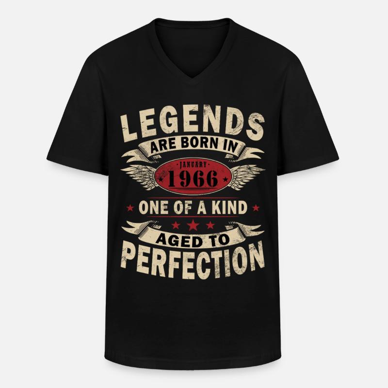 Legenden-wurden-im-Januar-1966-geboren - Männer-T-Shirt mit V-Ausschnitt - Schwarz