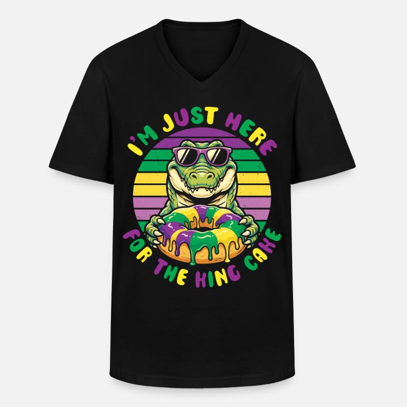 King Cake Mardi Gras Aligator - Männer-T-Shirt mit V-Ausschnitt - Schwarz