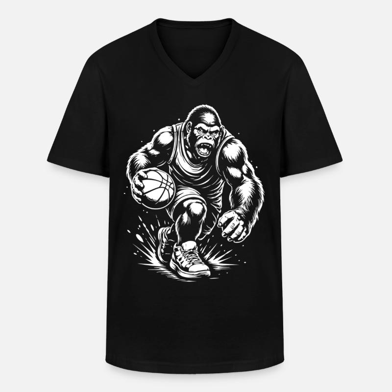 Primal Court Force - Männer-T-Shirt mit V-Ausschnitt - Schwarz